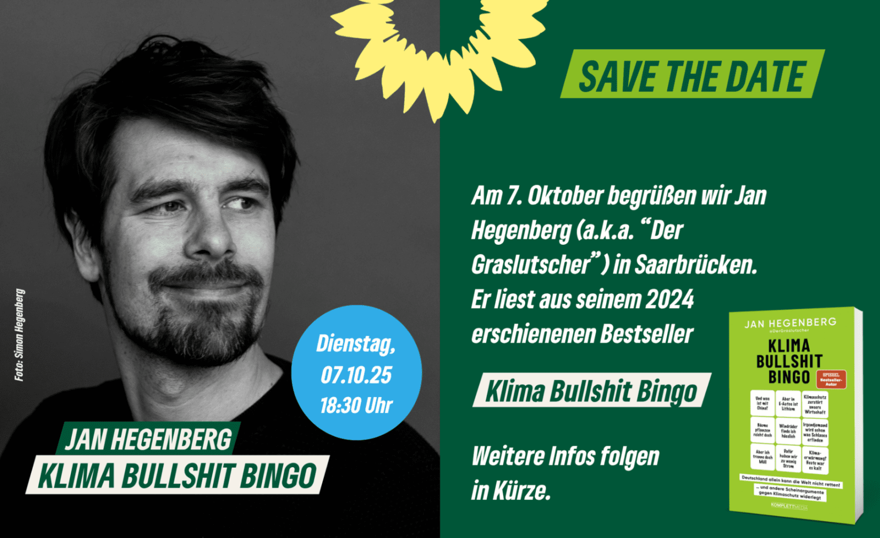 Ankündigung der Lesung von Jan Hegenberg